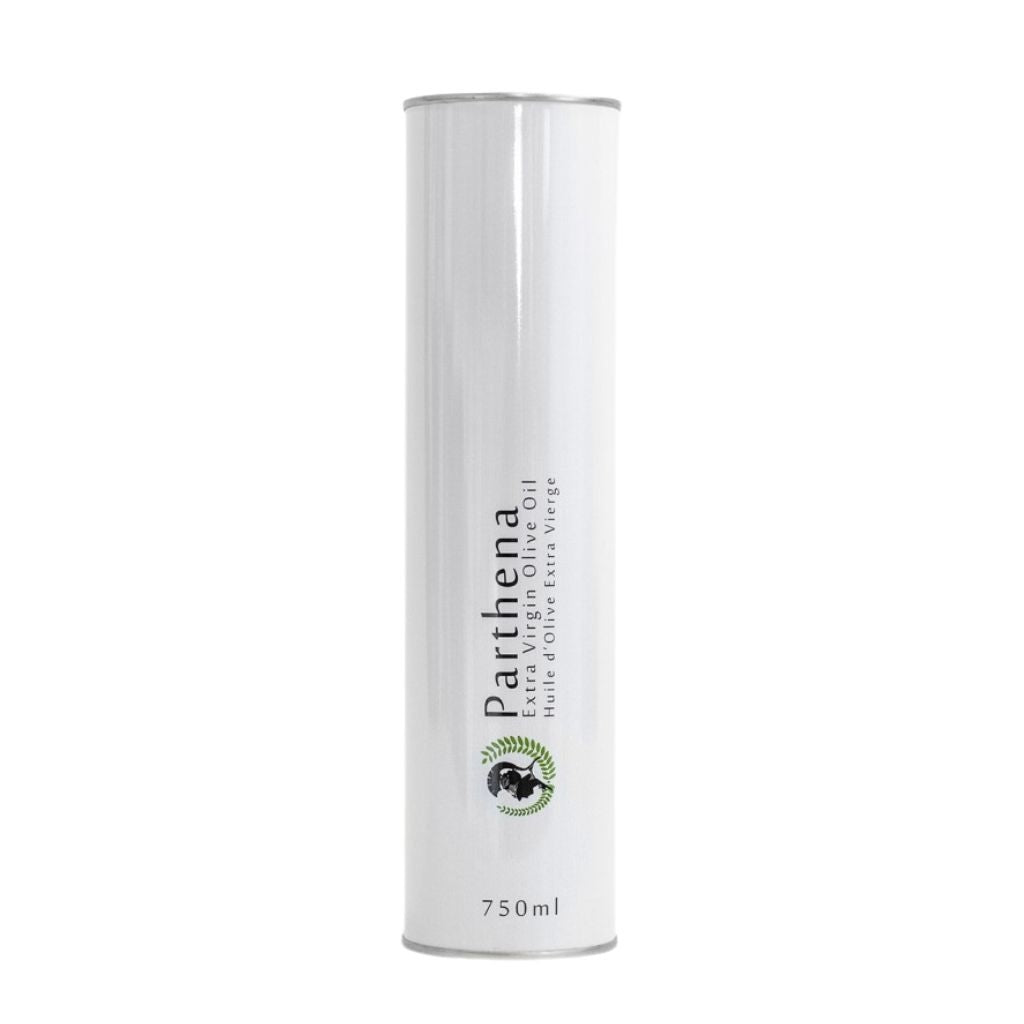 Parthena Extra Virgin Greek olive oil made with Koroneiki olives in 750ml bottle