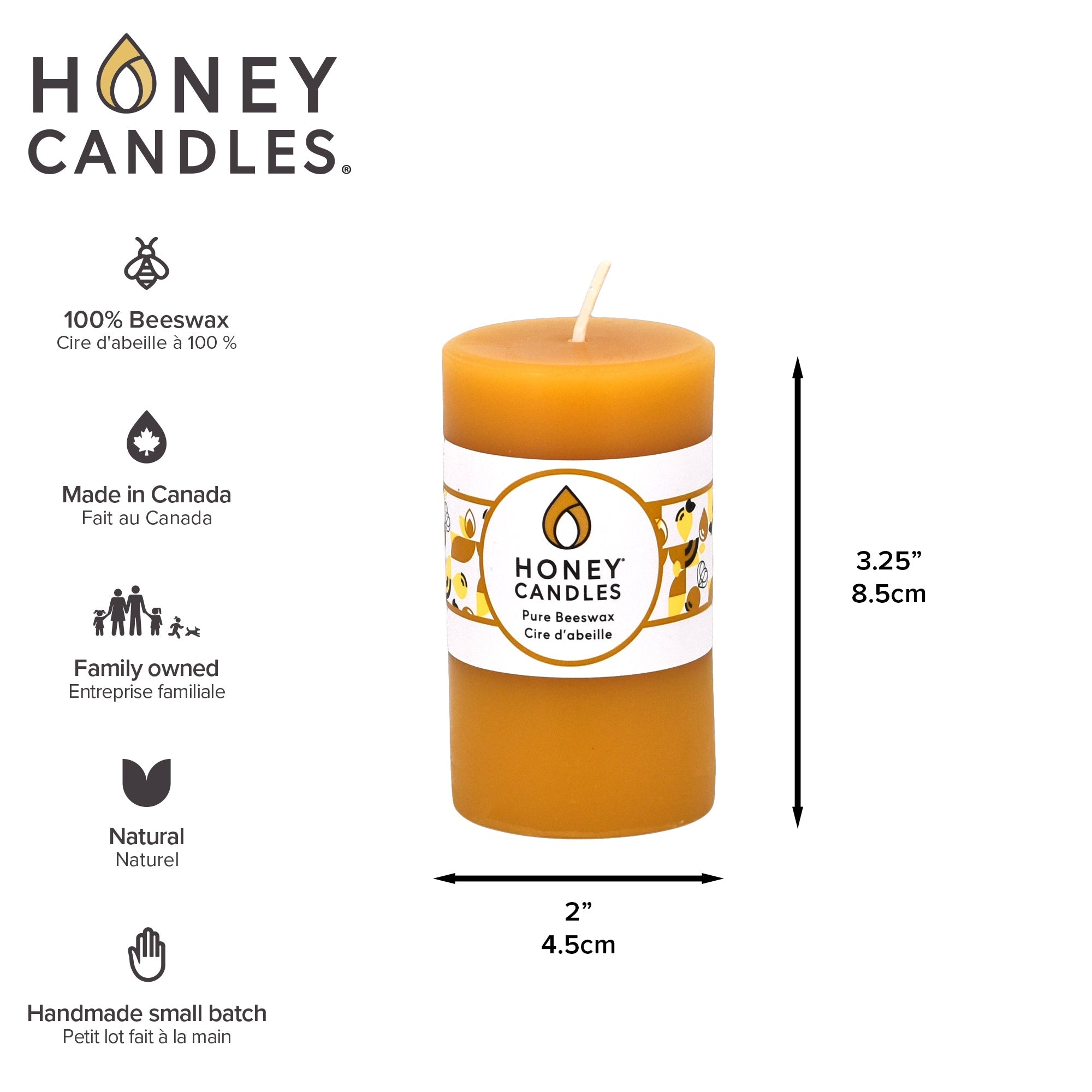 Honey Candles - Small Round Pillar