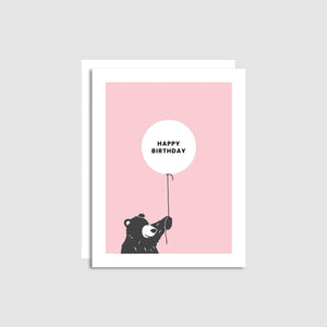 Pink background Bear Birhtday Card