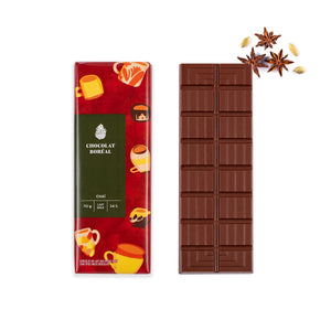Milk chocolate bar with chai spices by Chocolat boréal.