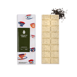 London fog white  chocolate bar by Chocolat boréal.