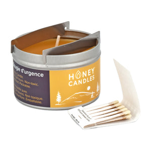 Emergency Candle Tin Straps on - Honey Candles