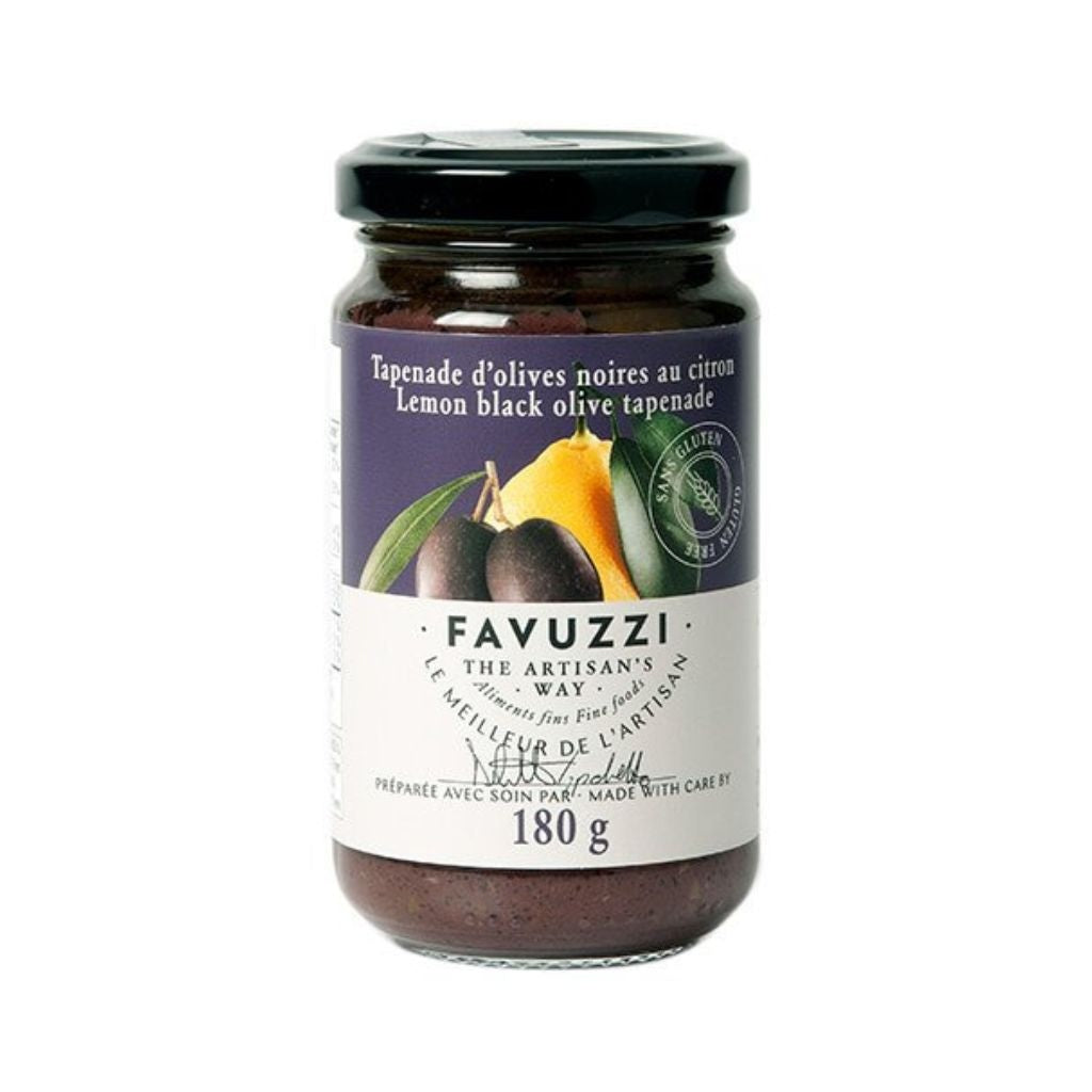 Favuzzi Lemon Black Olive Tapenade for Pasta Sauces, Canapes or Bruschetta