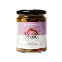 Favuzzi Spicy Olive Mix & Garlic in Glass Jar