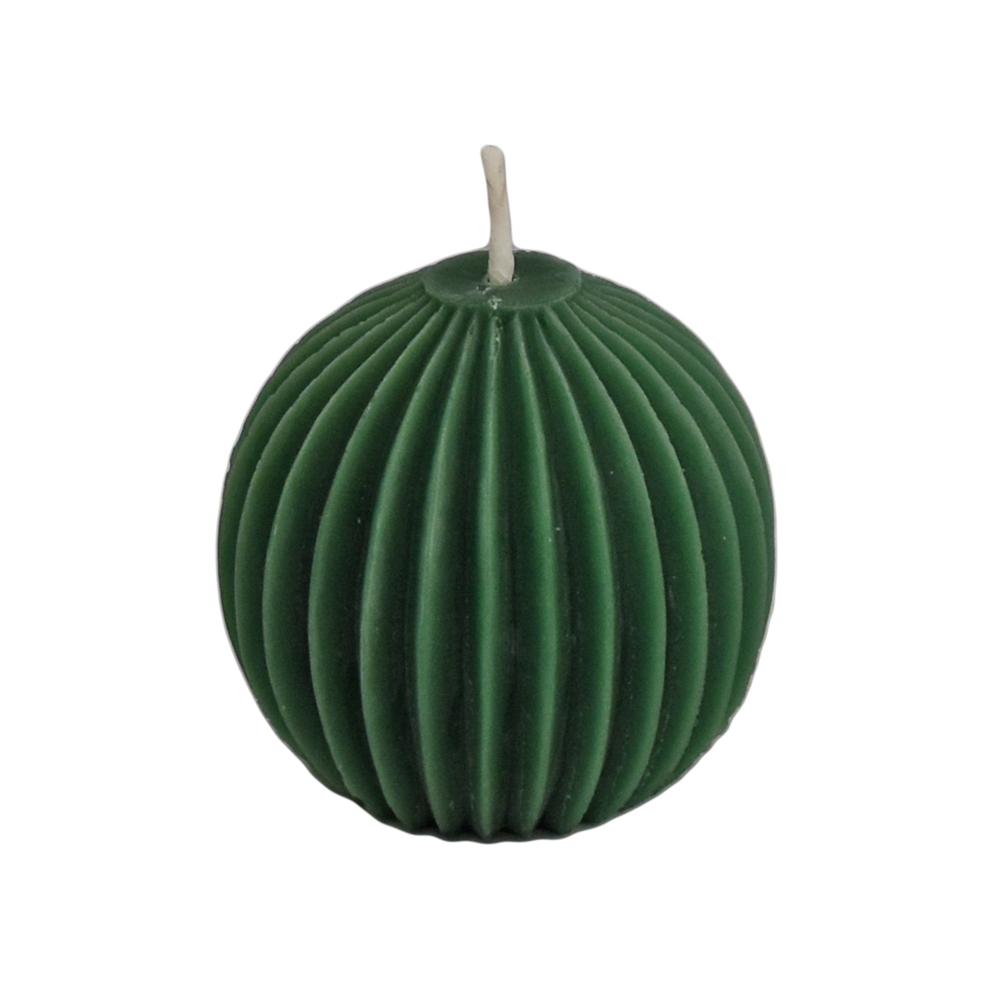 Forest Green Fluted Sphere - Honey Candles