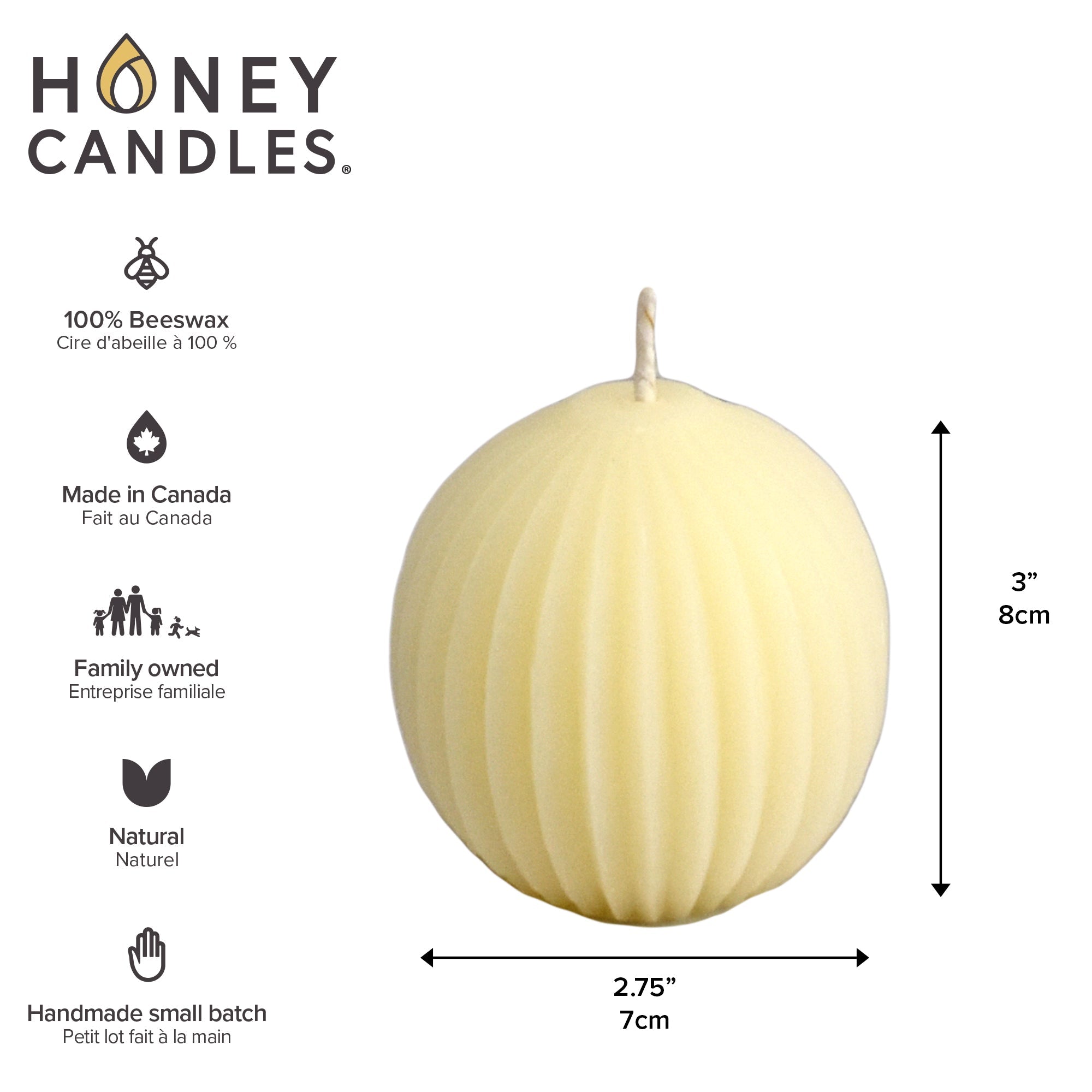 Fluted Sphere Infographic - Honey_Candles