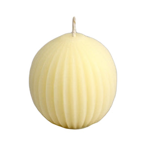 Pearl White Fluted Sphere - Honey Candles