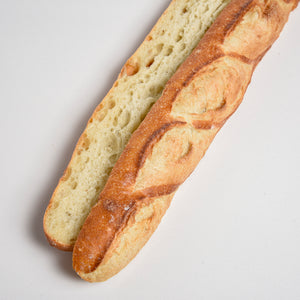 Le fournil bakery traditional French baguette sliced open