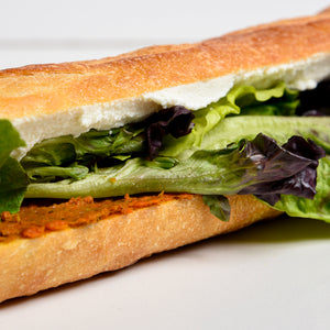 Close up of Le fournil bakery sandwich végétarien