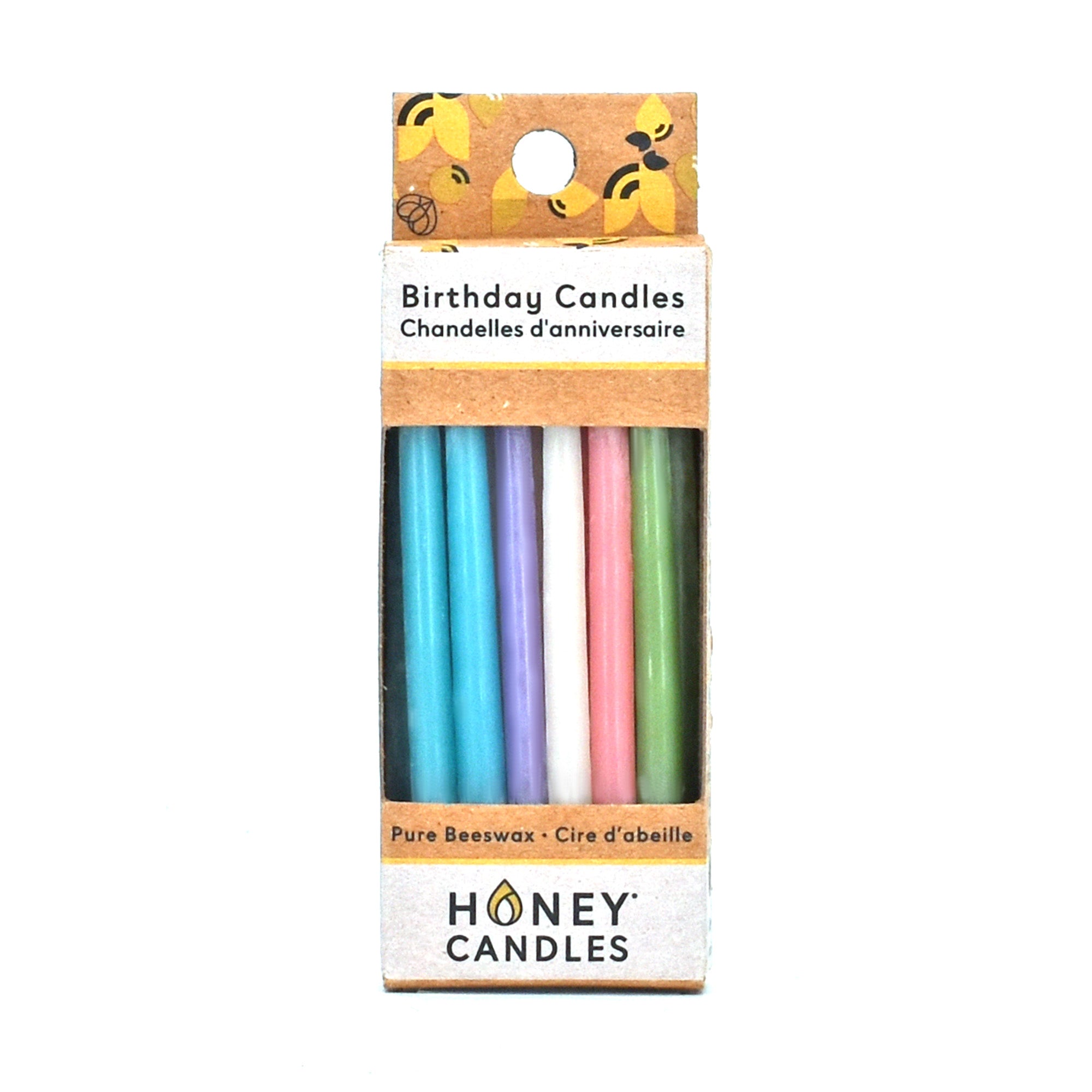 Honey Candles beeswax Birthday Candles - Pastel colours