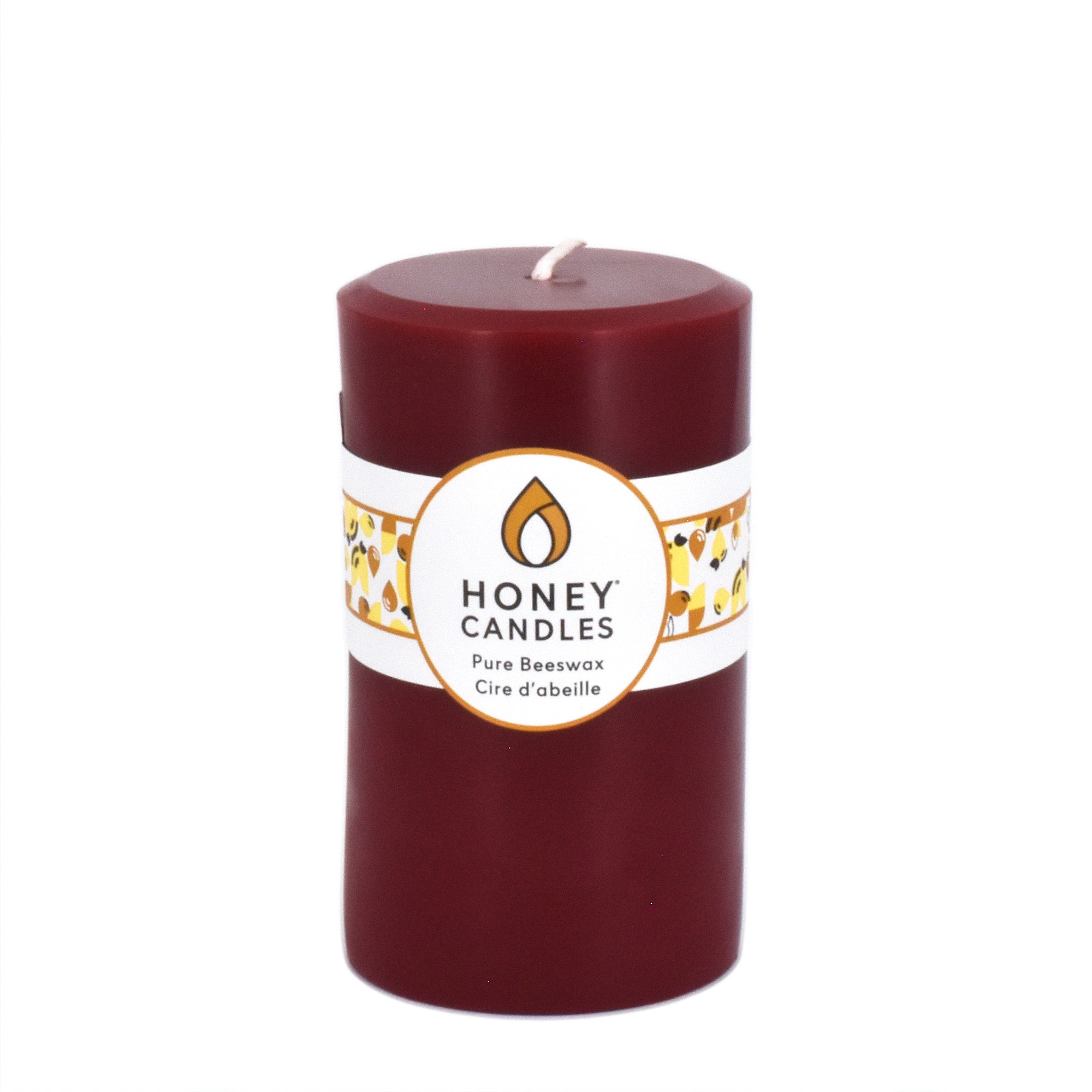 5 inch Burgundy Pillar - Honey Candles
