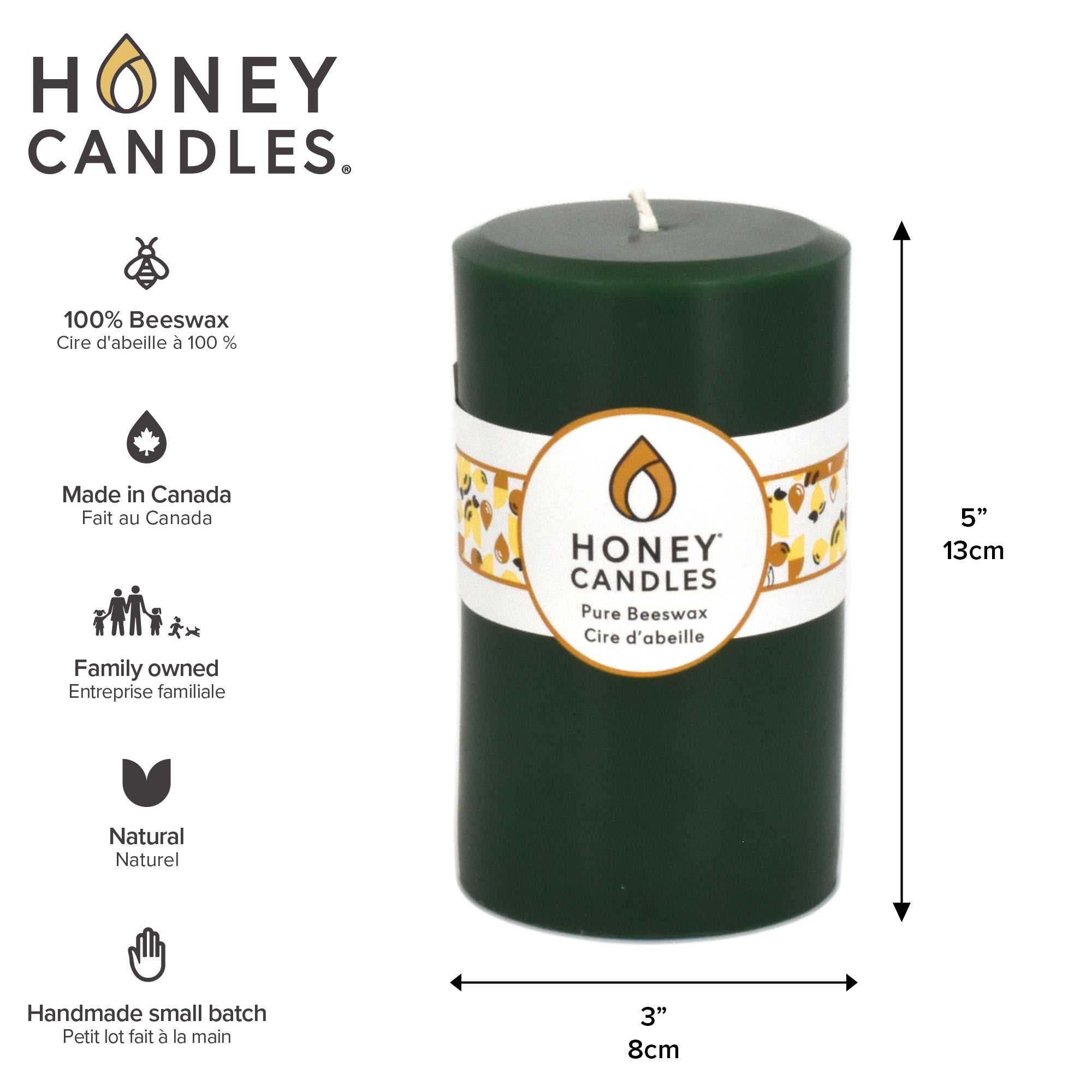 5 inch Pillar Infographic - Honey Candles