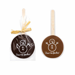 Chocolat Boreal Snowman Melt Me Lollipop in Dark or Milk Chocolate